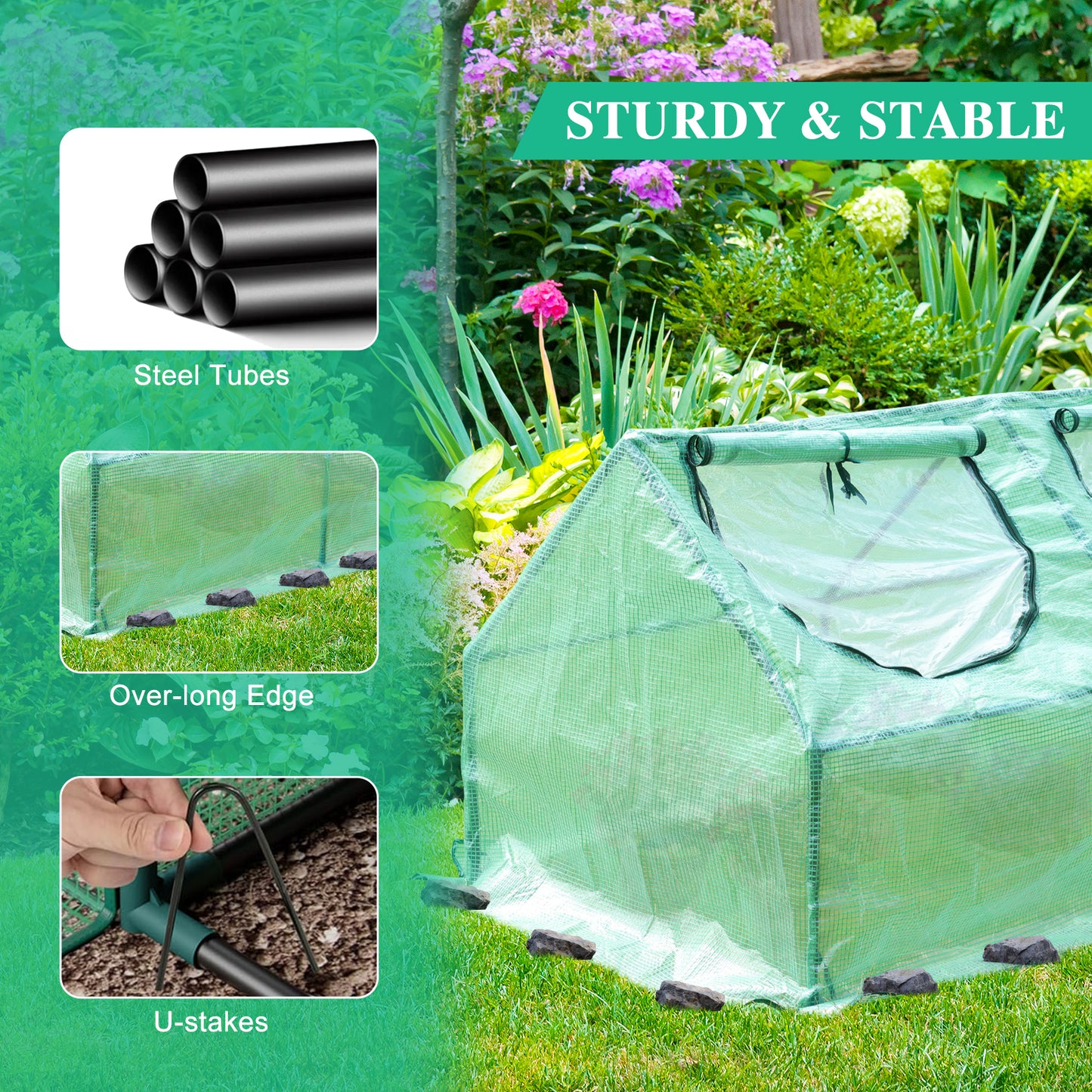 3-in-1 Mini Greenhouse Kit, Small Greenhouse with Triple-Layer Window - Aoodor 