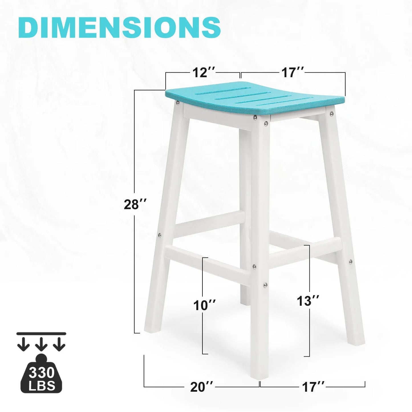 28 Inch Outdoor Bar Stools Set of 2, HDPE Patio Bar Height Saddle Stools with Footrest for Backyard - Aoodor 