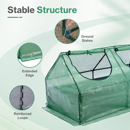 Raised Garden Bed with Mini Greenhouse Cover, Green PE Planter Box Kit - Aoodor 