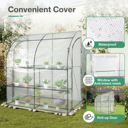 7x3x7 ft. Lean to Greenhouse for Outdoors, Portable Walk-in Greenhouse - Aoodor 