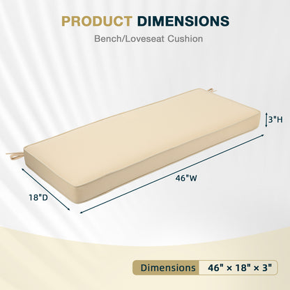 46x18x3 inch Patio Bench Cushion - Beige - Aoodor 