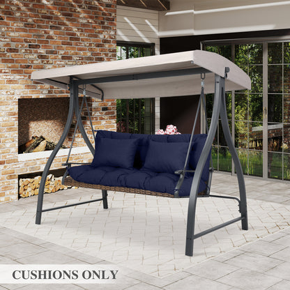 59" Tufted Porch Swing Cushions, Extra 5.1" Thick Outdoor Swing Bench Replacement Cushion with Backrest and 2 Pillows - Dark Blue - Aoodor 