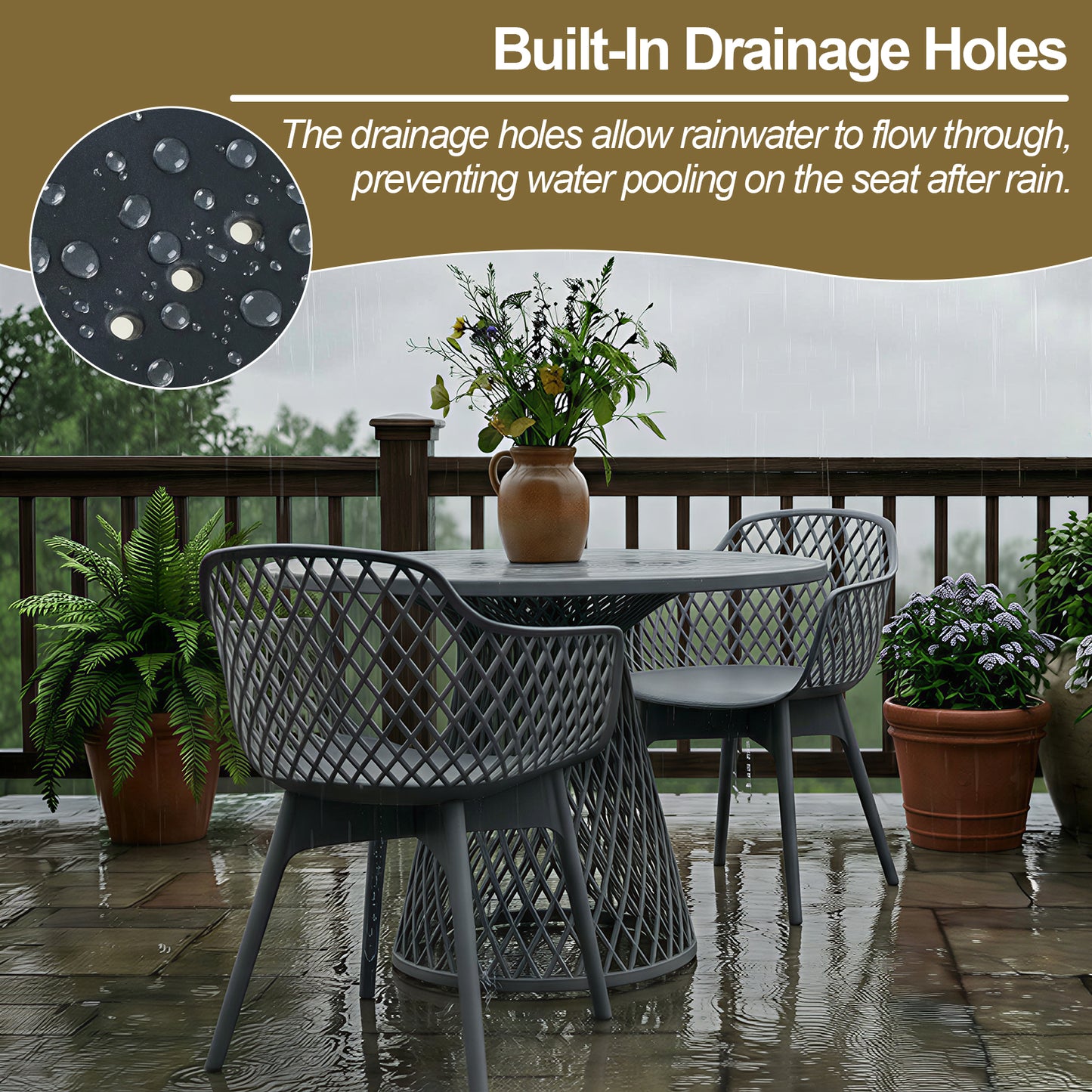 Modern Weather Resistant Plastic Dining Chairs Set: Ergonomic Comfort