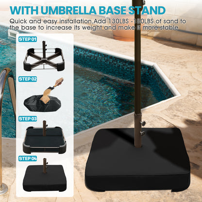 15 ft. Double Sided Patio Market Umbrella with Base Stand - Aoodor 