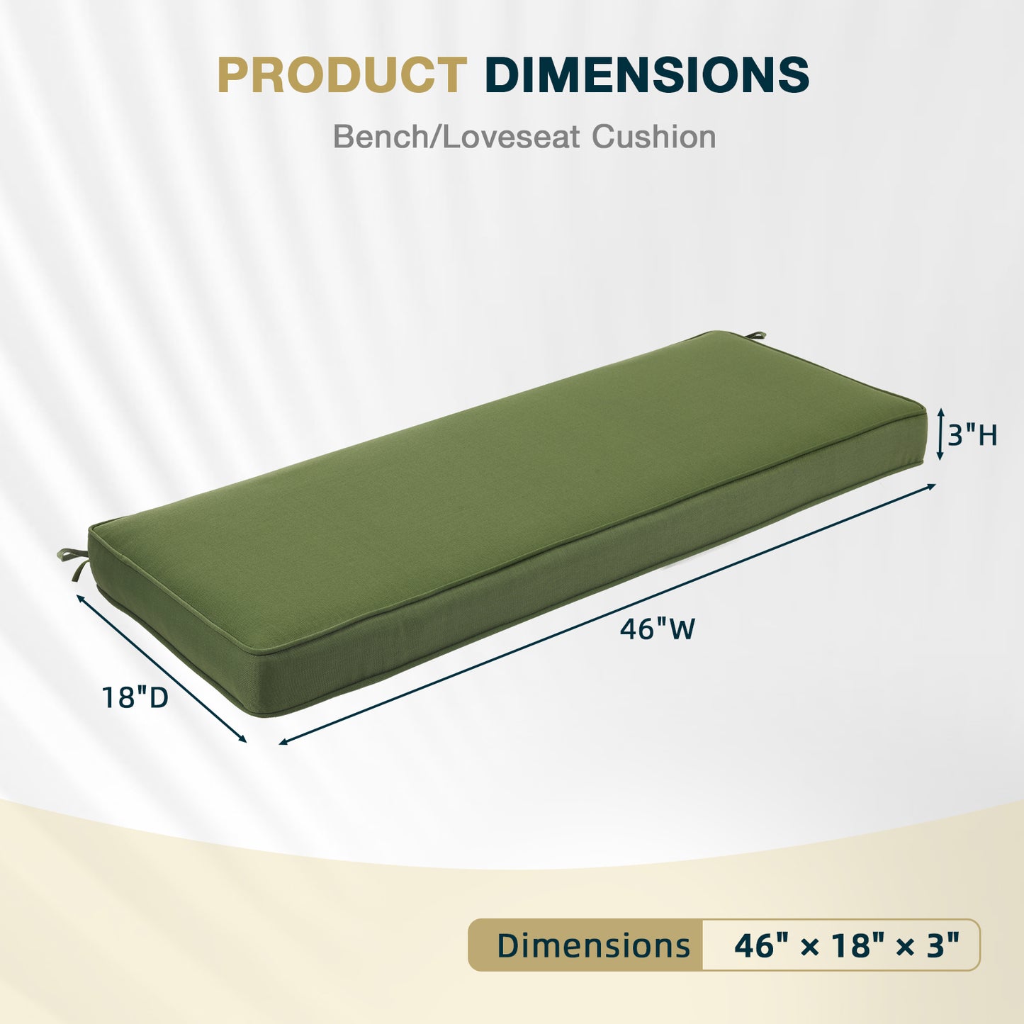 46x18x3 inch Patio Bench Cushion - Green - Aoodor 