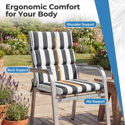 39x20x2.4 inch Outdoor Chair Cushions, Grey Stripe