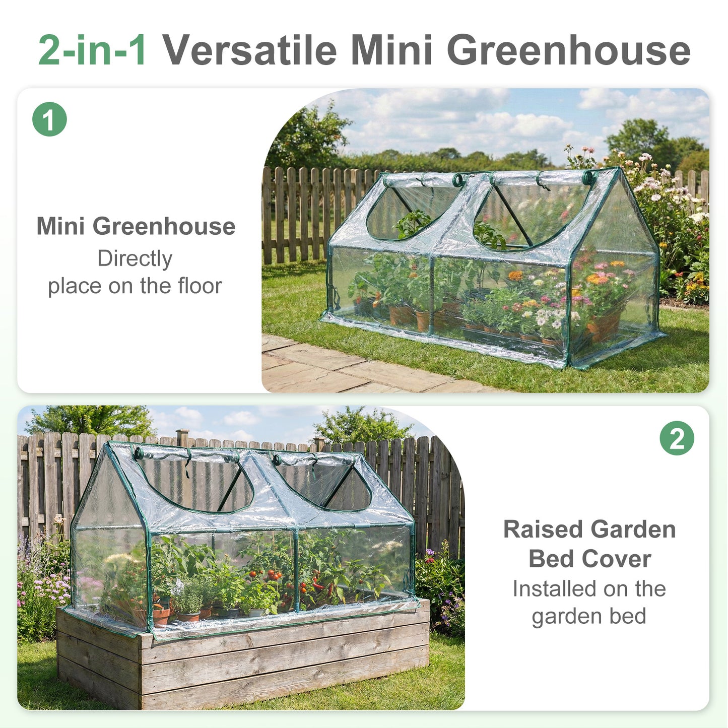 Mini Greenhouse with Zipper Doors, Waterproof & UV Protected, Transparent