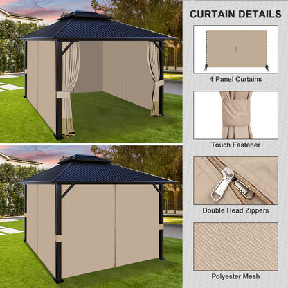 Outdoor Gazebo Curtains, 4 Panels Privacy Sidewall Replacement (Curtain Only) - Sand Yellow - Aoodor 