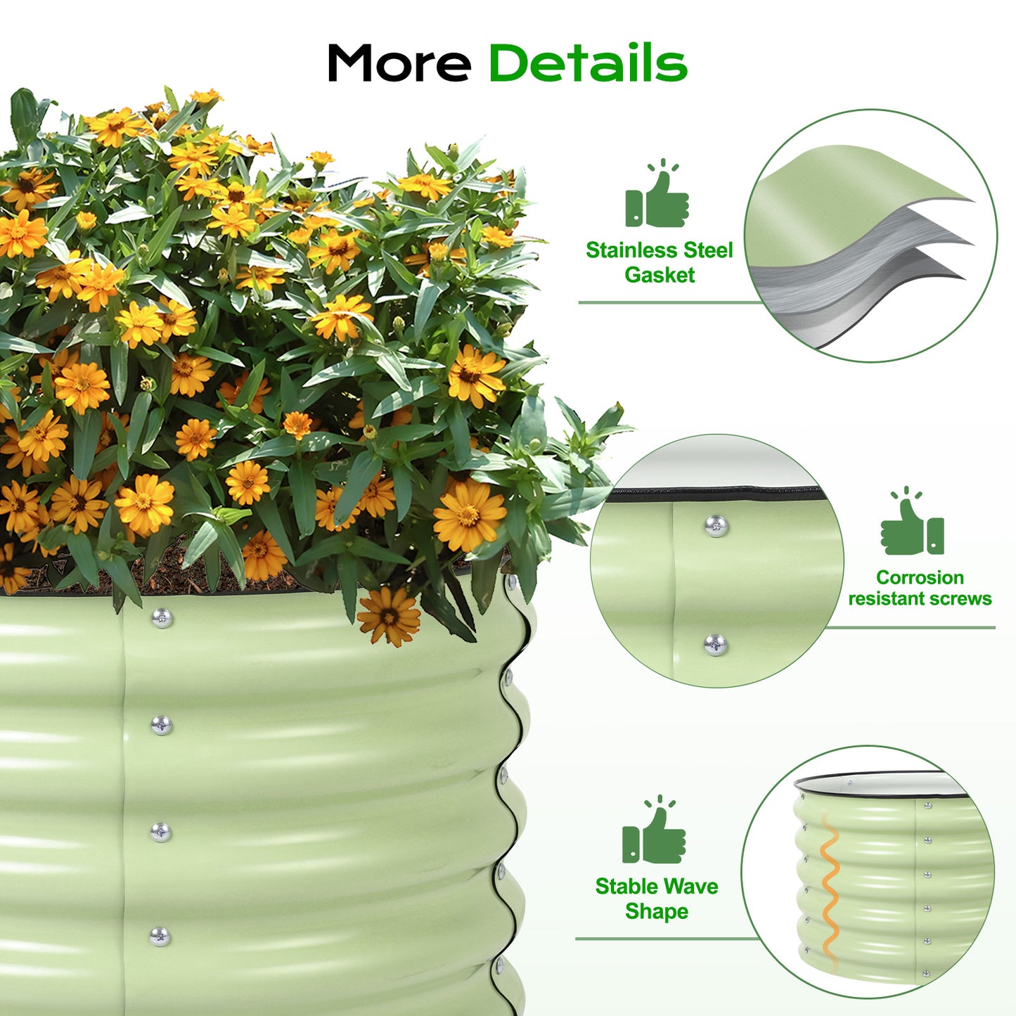 17" Tall 24" Metal Raised Garden Bed Kit