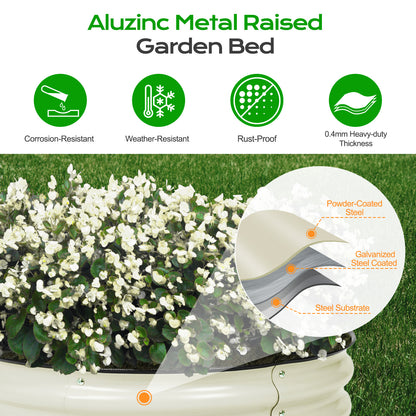 31.5" Tall 2-In-1 Modular Oval Metal Raised Garden Bed Kit - 63"x32"
