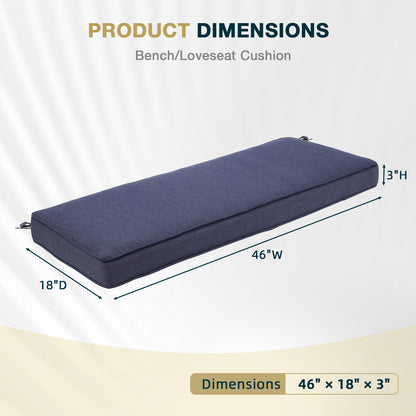46x18x3 inch Patio Bench Cushion - Dark Blue - Aoodor 