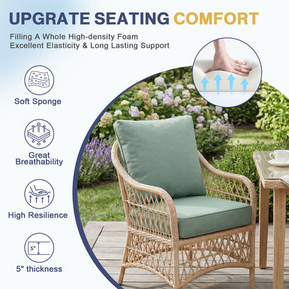 Outdoor Deep Seat Cushion Set, Patio Chair Back & Seat Cushions, Forest Green
