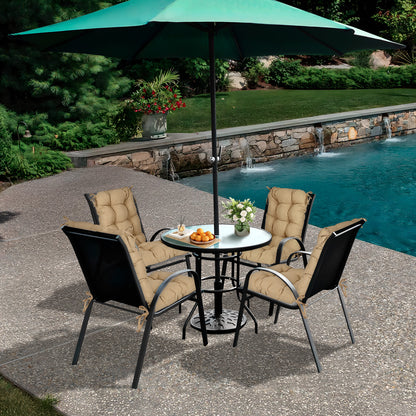 Tufted Outdoor High Back Chair Cushions Patio Replacement Cushion, Brown - Aoodor 