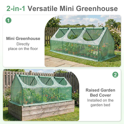 Mini Greenhouse with Zipper Doors, Waterproof & UV Protected, Green