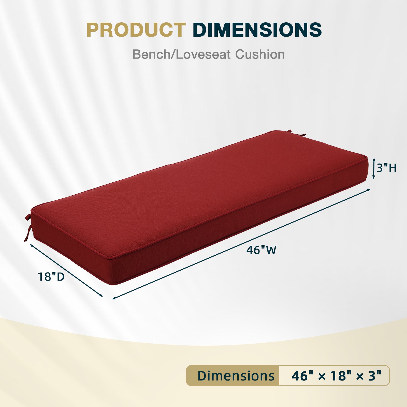 46x18x3 inch Patio Bench Cushion - Wine Red - Aoodor 