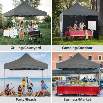 10x10 ft. Pop Up Canopy Tent with Windows Sidewalls and Wheeled Bag - Aoodor 