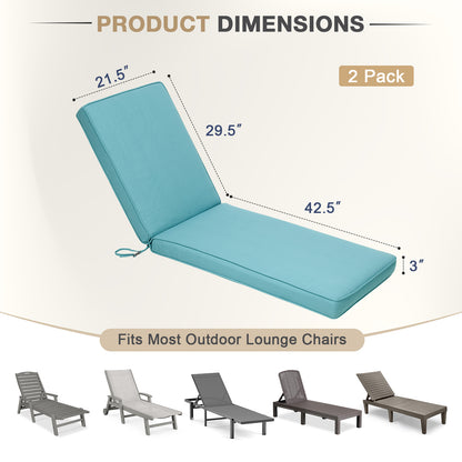 72x21x3 inch Patio Chaise Lounger Cushions Set of 2 - Blue - Aoodor 