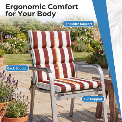 39x20x2.4 inch Outdoor Chair Cushions, Red Stripe