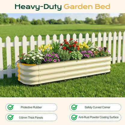 11" Tall Galvanized Raised Garden Bed, Self-Watering Planter Box - 63"x16.5"