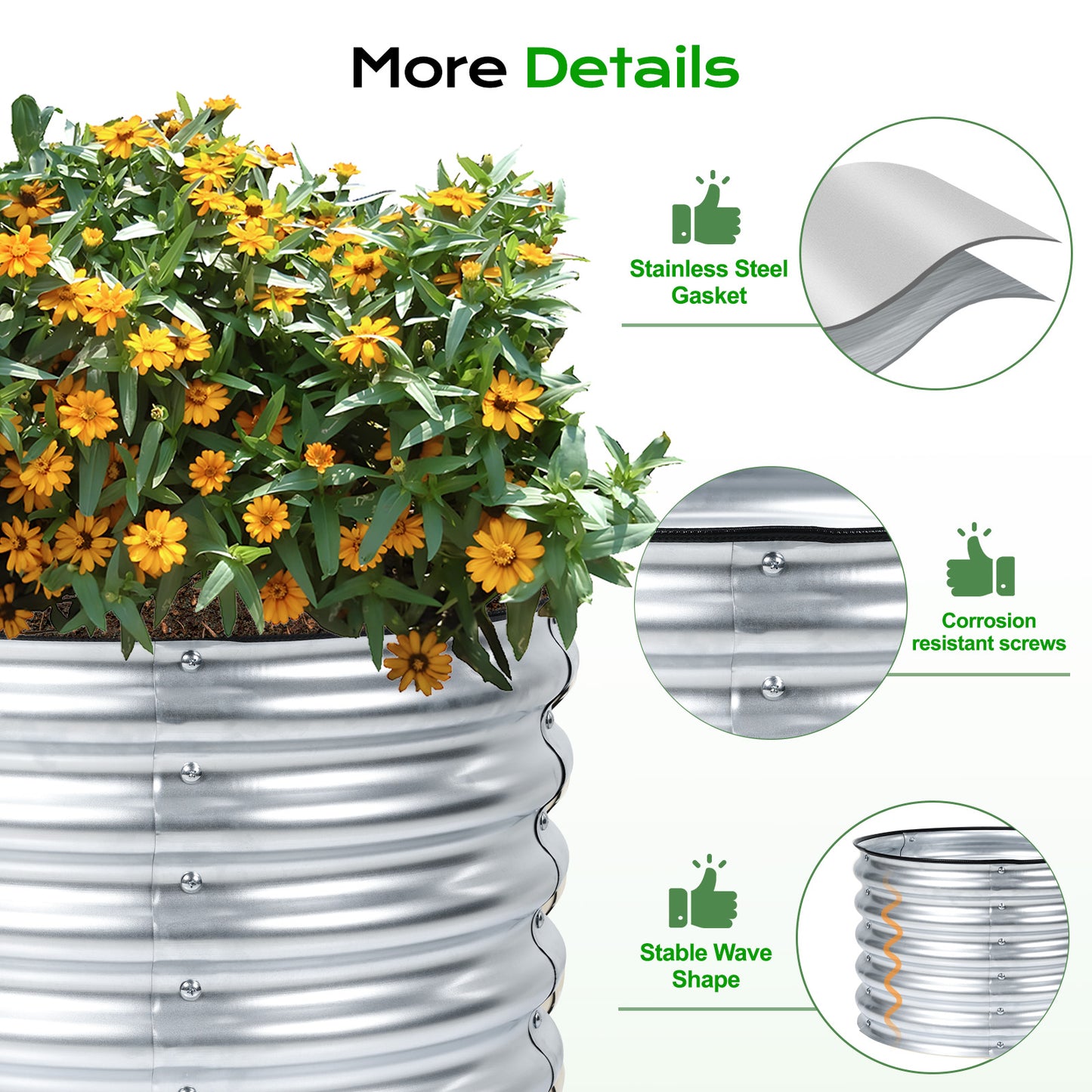 17" Tall 24" Metal Raised Garden Bed Kit