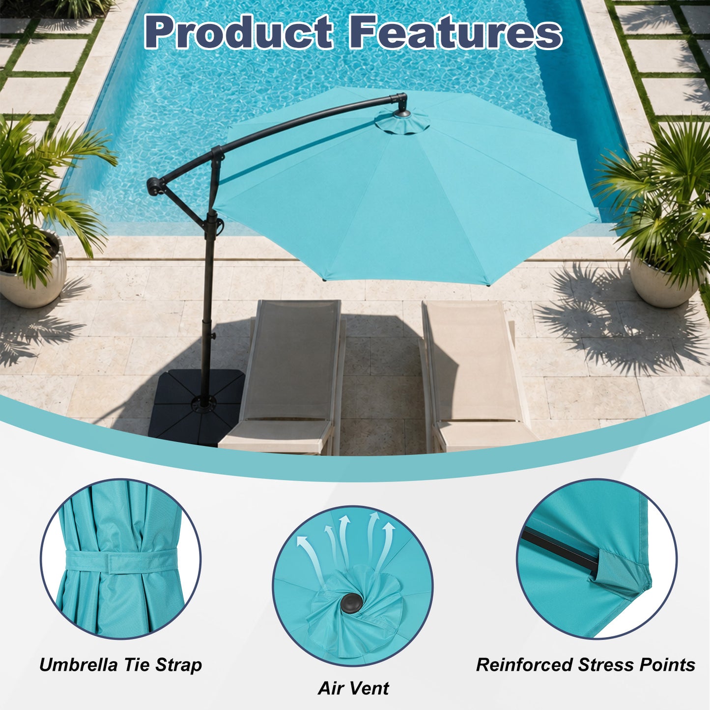 Patio Umbrella Replacement Canopy for 8 Ribs Table Umbrella