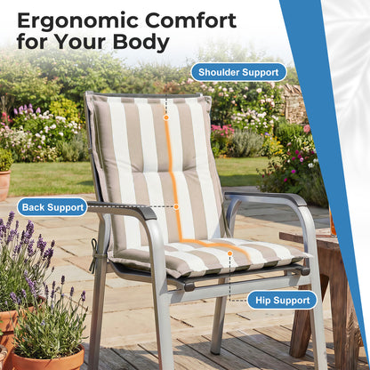 39x20x2.4 inch Outdoor Tufted Chair Cushions, Beige Stripe