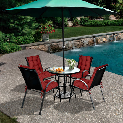 Tufted Outdoor High Back Chair Cushions Patio Replacement Cushion, Red - Aoodor 