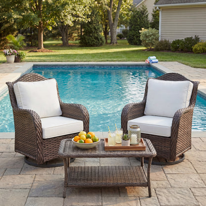 Premium Sunbrella Fabric Outdoor Patio Chair Cushions Set, Canvas Natural