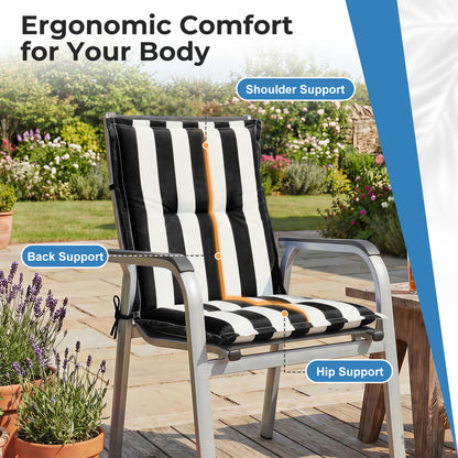 39x20x2.4 inch Outdoor Tufted Chair Cushions, Black Stripe