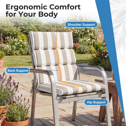 39x20x2.4 inch Outdoor Chair Cushions, Beige Stripe