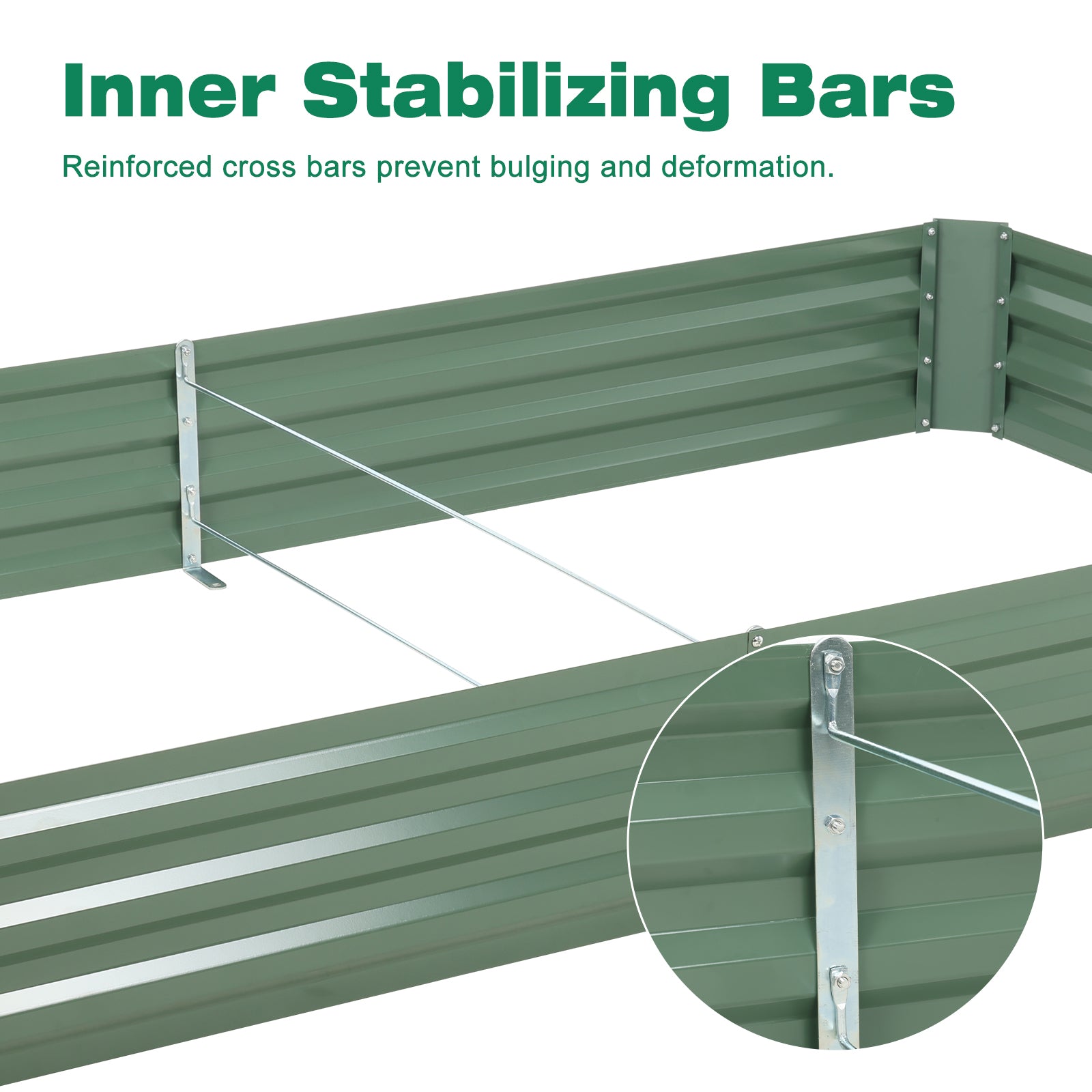 6x3/8x4 ft. Outdoor Raised Garden Bed - Reinforced Galvanized Steel Planter Box - Aoodor 