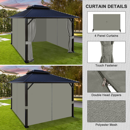 Outdoor Gazebo Curtains, 4 Panels Privacy Sidewall Replacement (Curtain Only) - Grey - Aoodor 