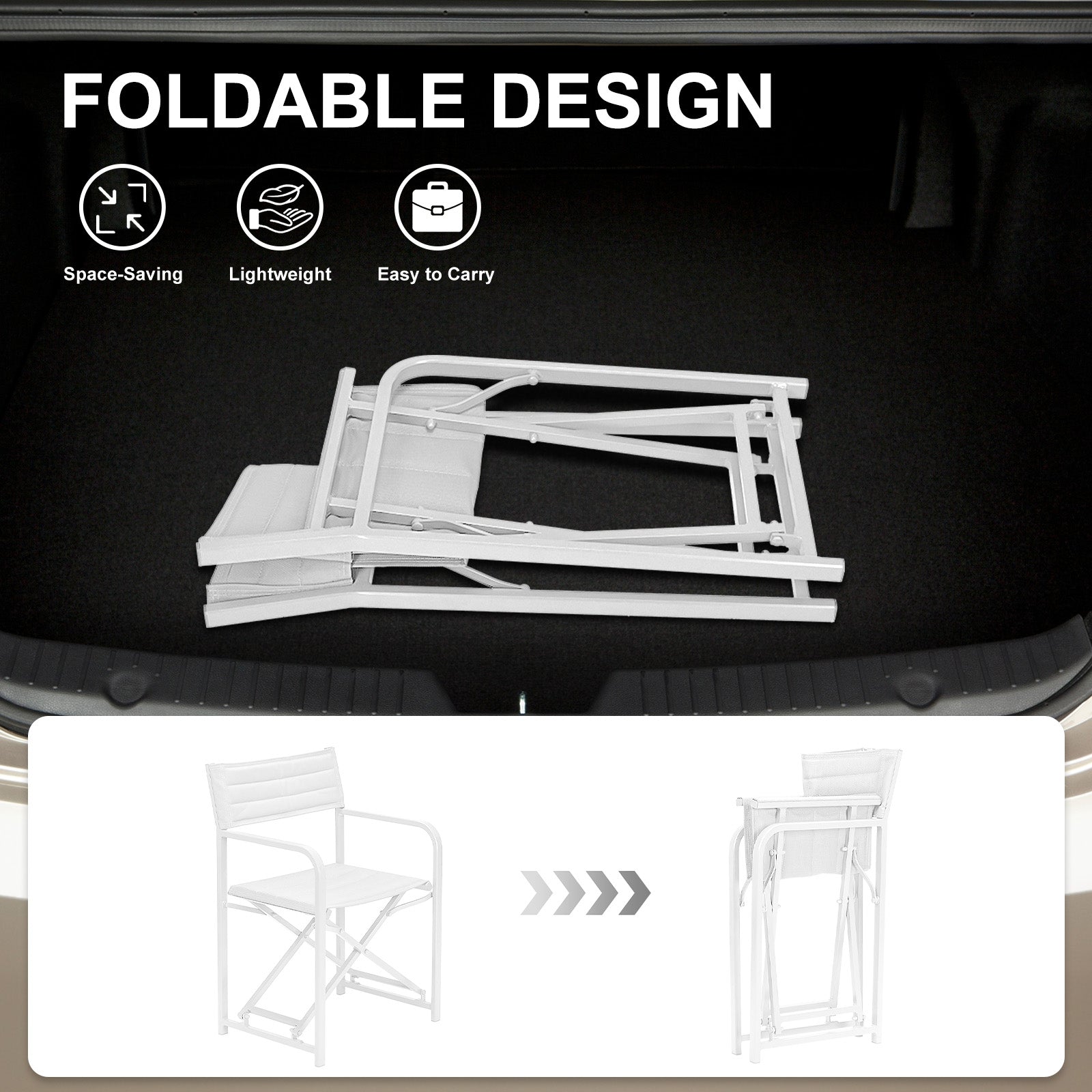 34(H) inch Outdoor Camping Chairs, Portable Patio Director's Chairs with Folding Aluminum Frame - Aoodor 