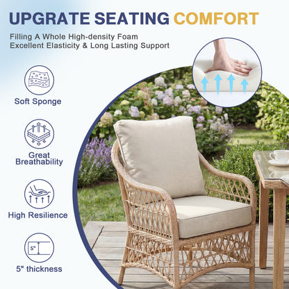 Outdoor Deep Seat Cushion Set, Patio Chair Back & Seat Cushions, Beige Taupe