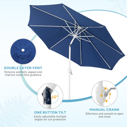 9 ft. Outdoor Patio Market Umbrella with 8 Sturdy Ribs, Push Button Tilt and Crank - Aoodor 