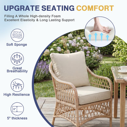 Outdoor Deep Seat Cushion Set, Patio Chair Back & Seat Cushions, Cream Beige