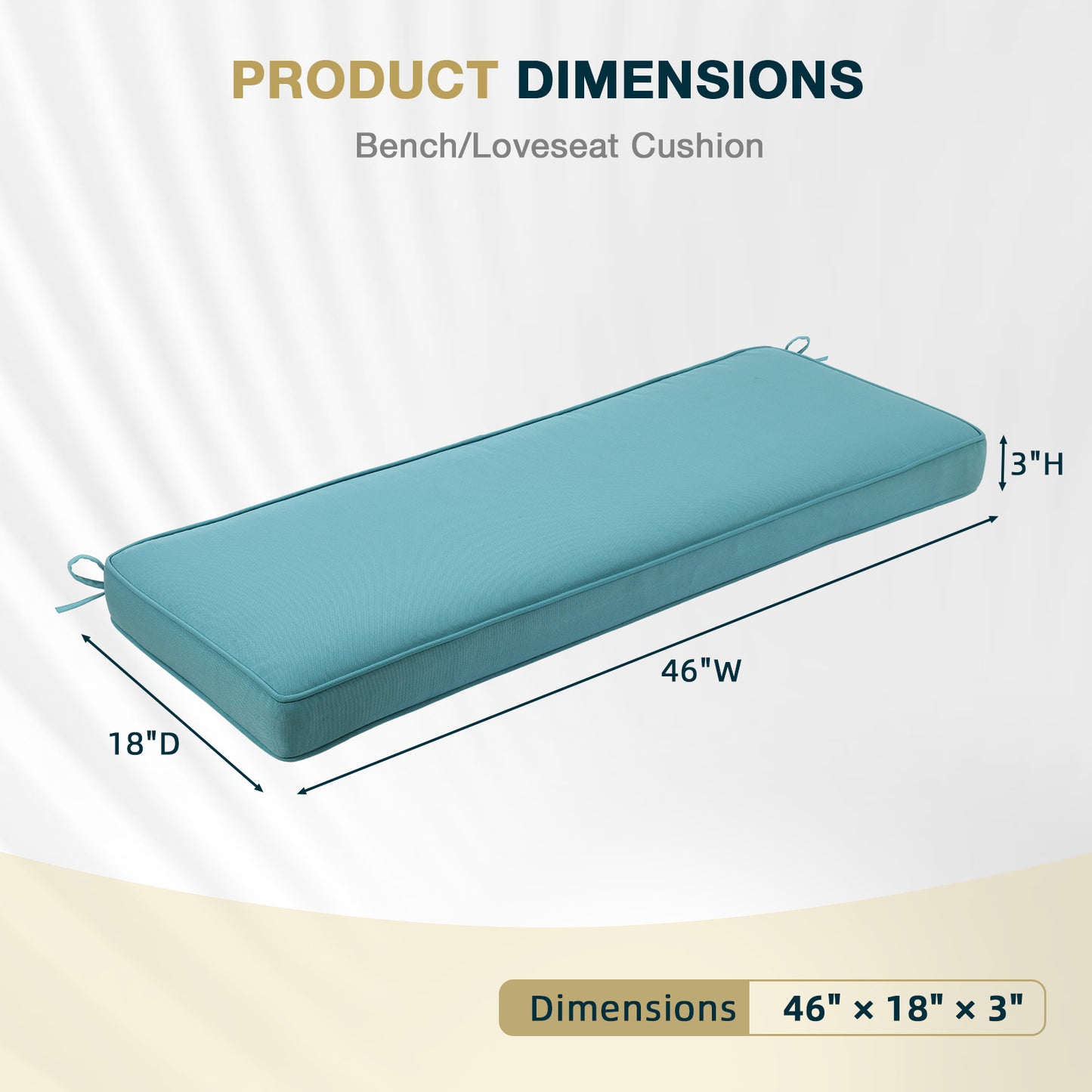 46x18x3 inch Patio Bench Cushion - Blue - Aoodor 