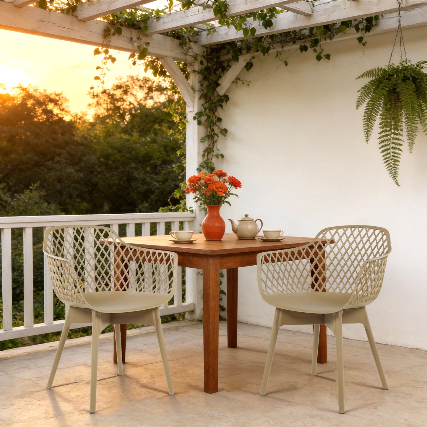 Modern Weather Resistant Plastic Dining Chairs Set: Ergonomic Comfort