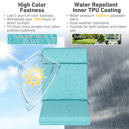 Outdoor High Back Dining Chair Cushion Set, Polyester Fabric, TPU Water Repellent Coating, Teal - Aoodor 
