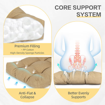 Outdoor High Back Tufted Adirondack Chair Cushion, Patio Rocking Chair Cushions with Ties, Set of 2, Brown - Aoodor 