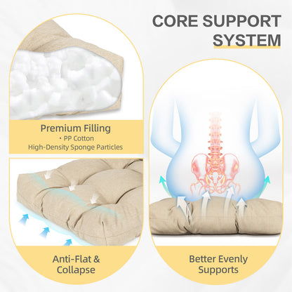 Outdoor High Back Tufted Adirondack Chair Cushion, Patio Rocking Chair Cushions with Ties, Set of 2, Khaki - Aoodor 