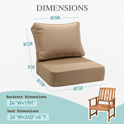 Premium Sunbrella Fabric Outdoor Patio Chair Cushions Set, Canvas Heather Beige