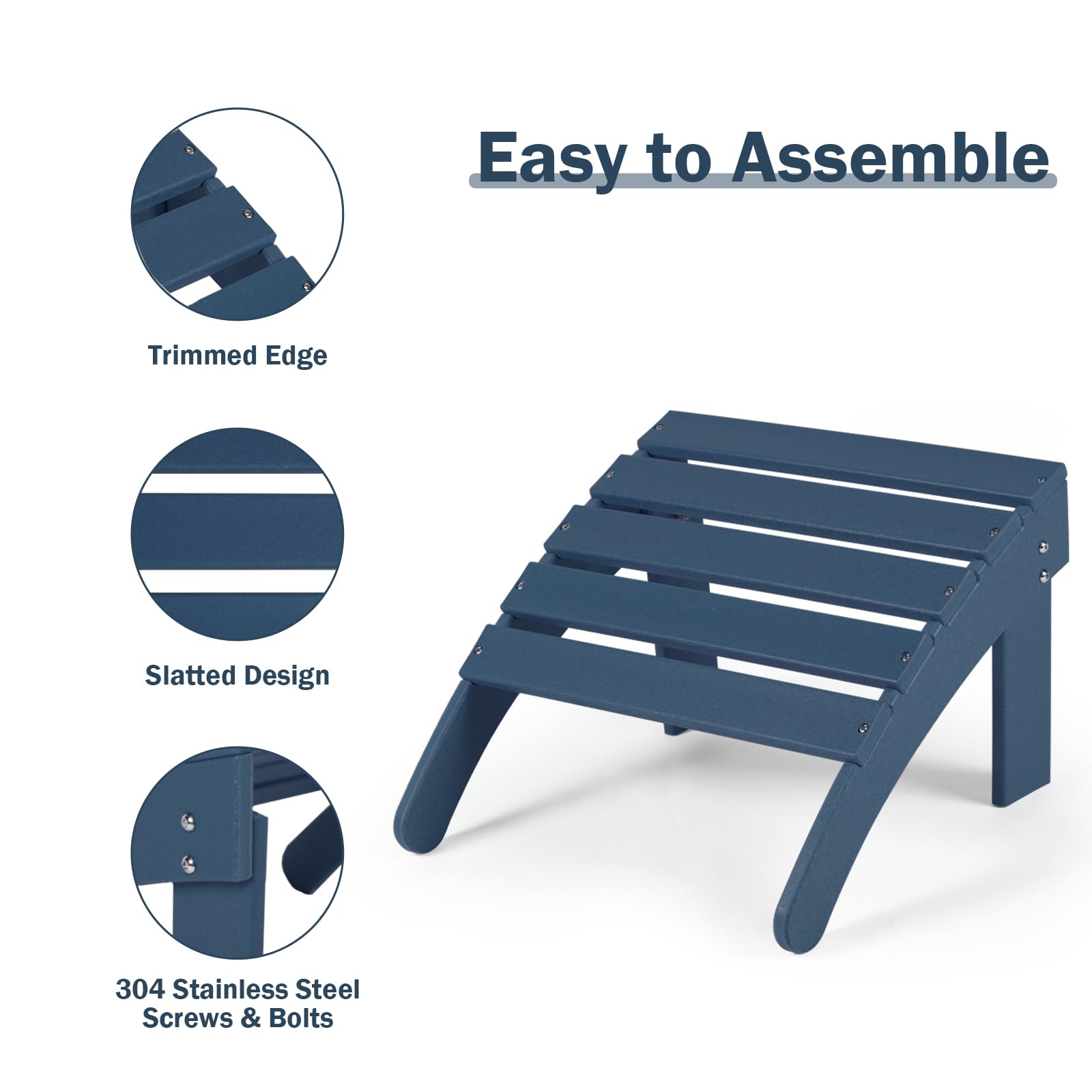 Outdoor Adirondack Ottoman, HDPE Adirondack Chair Ottoman - Aoodor 