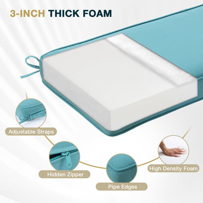 46x18x3 inch Patio Bench Cushion - Blue - Aoodor 