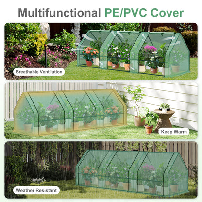 9x3x3 ft. Mini Greenhouse with 3 Zipper Doors, Water Resistant UV Protected