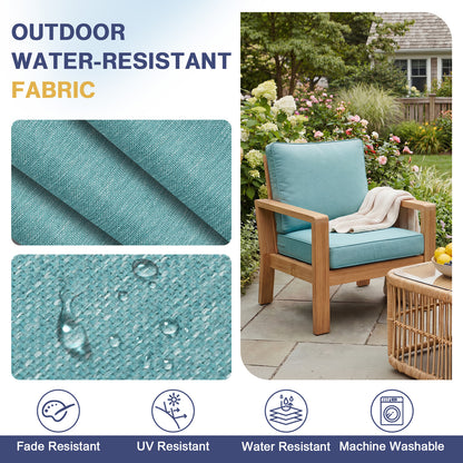 Outdoor Deep Seat Cushion Set, Patio Chair Back & Seat Cushions, Caribbean Turquoise