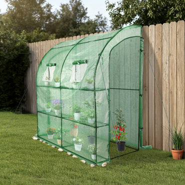 7x3x7 FT Lean to Greenhouse for Outdoors, Portable Walk-in Greenhouse - Aoodor 