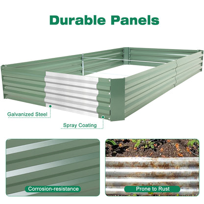 6x3/8x4 ft. Outdoor Raised Garden Bed - Reinforced Galvanized Steel Planter Box - Aoodor 