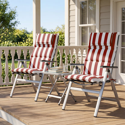 47x21x2.4 inch High Back Patio Chair Cushions with Headrest, Multi-Section, Red Stripe