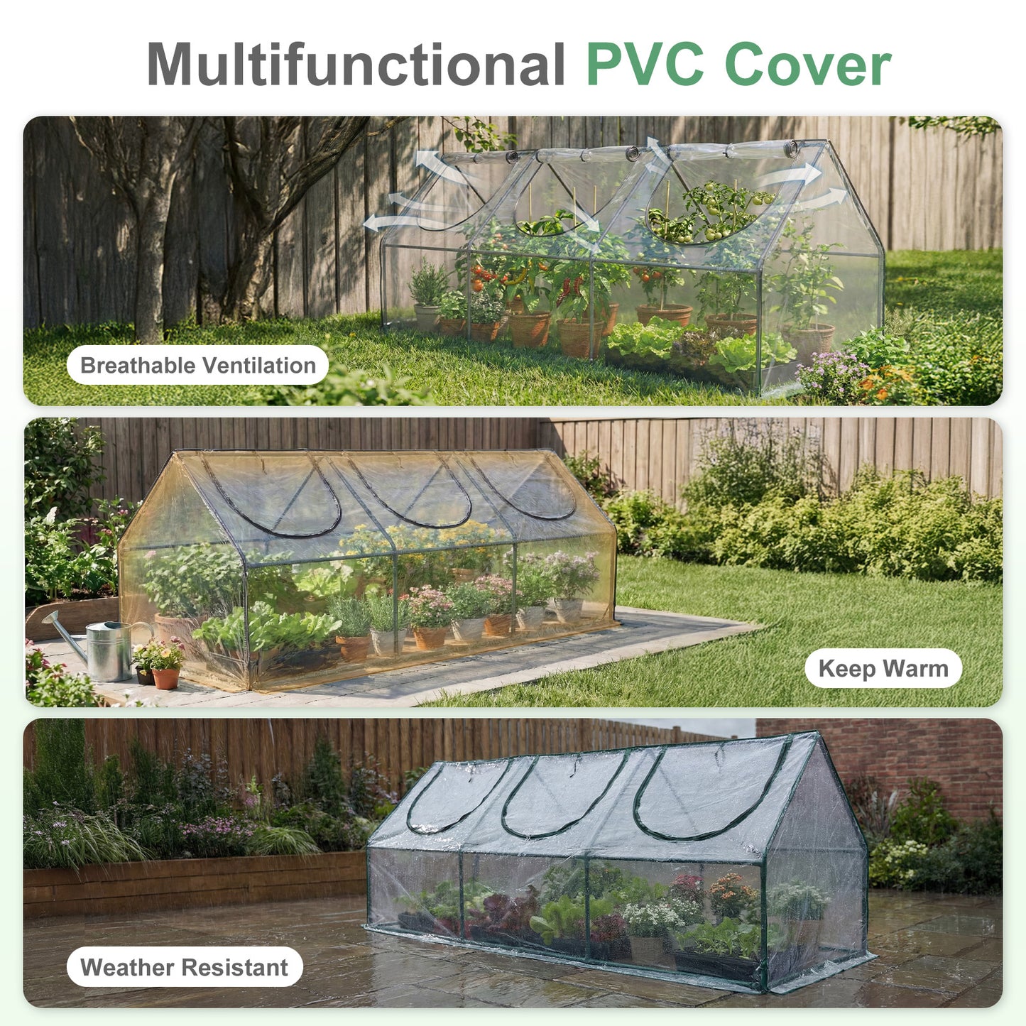 Mini Greenhouse with Zipper Doors, Waterproof & UV Protected, Transparent